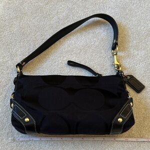 Coach Black Shoulder Bag with Gold Accents
